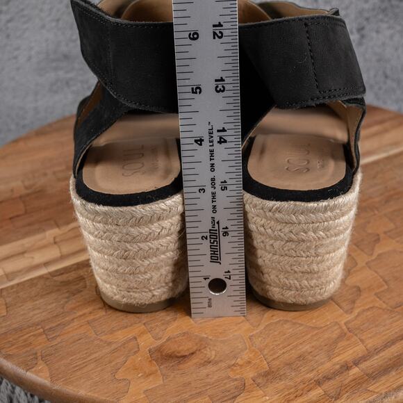 Soul Naturalizer Oshay Wedge Size 9 Black Leather Espadrille Sandal - Picture 6 of 8